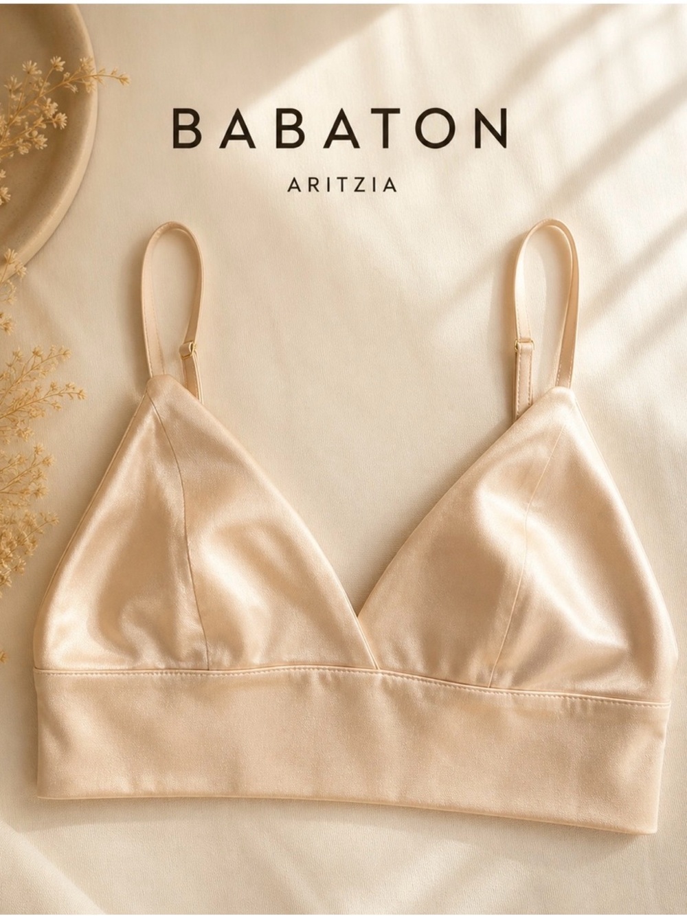 Babaton Satin Bralette in Champagne Cream
